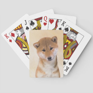 Shiba Inu (Rot) Malerei - Original Hundekunst Spielkarten