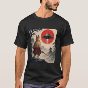 Shiba Inu Samurai UFO Vintage Japanischer Ukiyo-e T-Shirt