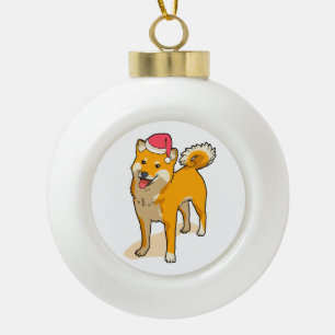 Shiba Inu Santa Claus Weihnachten Keramik Kugel-Ornament