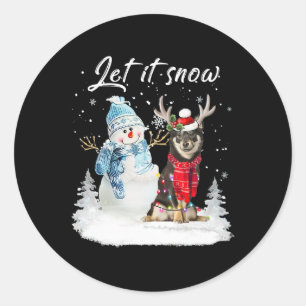 Shiba Inu Santa Dog Christmas Snowman Xmas Pajama Runder Aufkleber