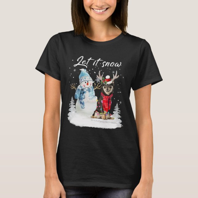 Shiba Inu Santa Dog Christmas Snowman Xmas Pajama T-Shirt (Vorderseite)