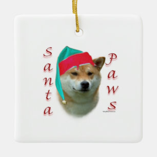 Shiba Inu Santa Paws Keramikornament