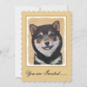 Shiba Inu (Schwarz und Braun) Malerei - Hundekunst Einladung