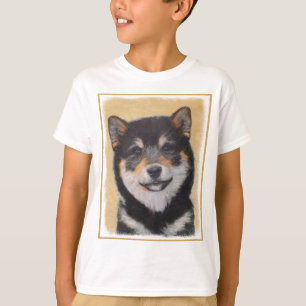 Shiba Inu (Schwarz und Braun) Malerei - Hundekunst T-Shirt