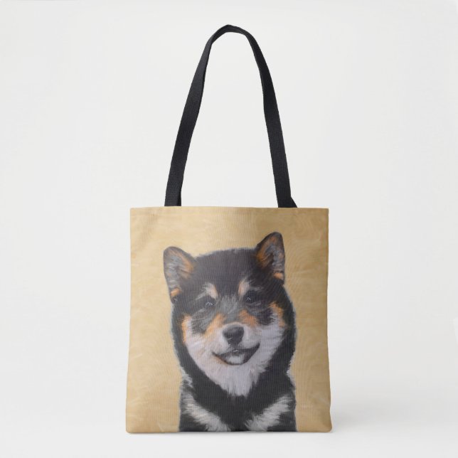 Shiba Inu (Schwarz und Tan) Malerei - Hundekunst (Vorderseite)
