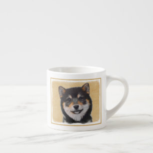 Shiba Inu (Schwarz und Tan) Malerei - Hundekunst Espressotasse