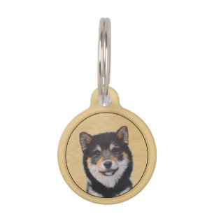 Shiba Inu (Schwarz und Tan) Malerei - Hundekunst Haustiermarke