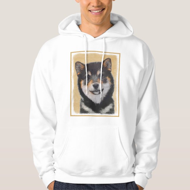 Shiba Inu (Schwarz und Tan) Malerei - Hundekunst Hoodie (Vorderseite)