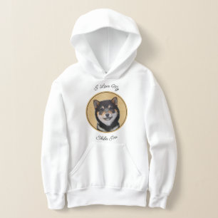 Shiba Inu (Schwarz und Tan) Malerei - Hundekunst Hoodie
