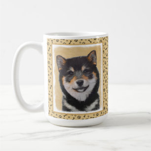 Shiba Inu (Schwarz und Tan) Malerei - Hundekunst Kaffeetasse