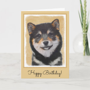Shiba Inu (Schwarz und Tan) Malerei - Hundekunst Karte