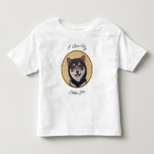 Shiba Inu (Schwarz und Tan) Malerei - Hundekunst Kleinkind T-shirt
