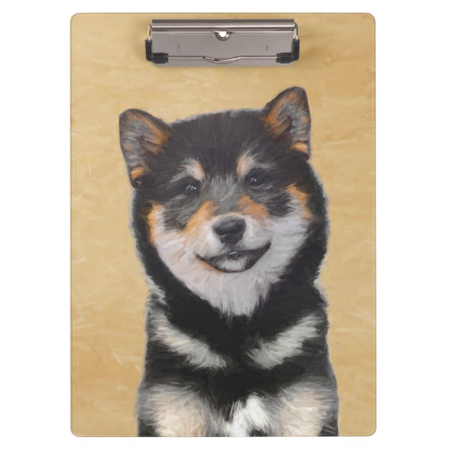 Shiba Inu (Schwarz und Tan) Malerei - Hundekunst Klemmbrett (Vorderseite)