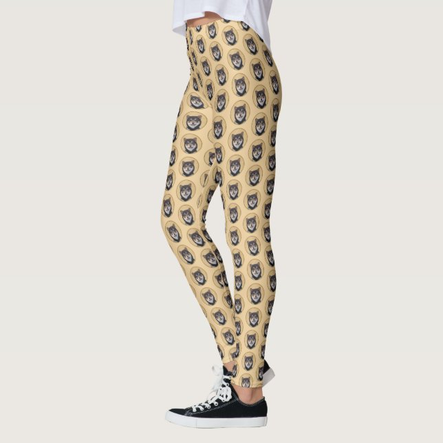 Shiba Inu (Schwarz und Tan) Malerei - Hundekunst Leggings (Links)