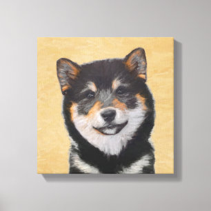 Shiba Inu (Schwarz und Tan) Malerei - Hundekunst Leinwanddruck
