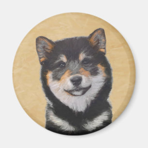 Shiba Inu (Schwarz und Tan) Malerei - Hundekunst Magnet
