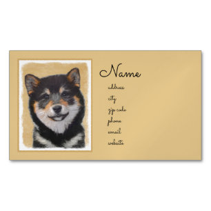 Shiba Inu (Schwarz und Tan) Malerei - Hundekunst Magnetische Visitenkarte