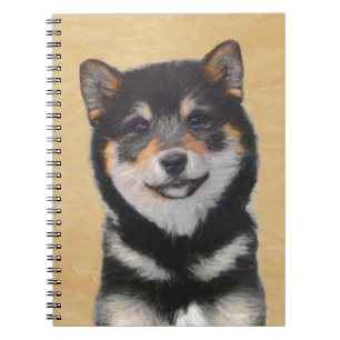 Shiba Inu (Schwarz und Tan) Malerei - Hundekunst Notizblock