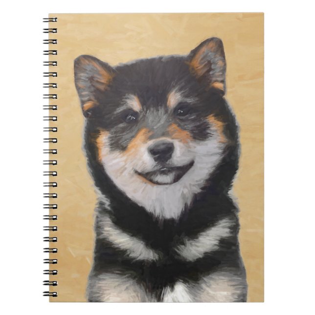 Shiba Inu (Schwarz und Tan) Malerei - Hundekunst Notizblock (Vorderseite)