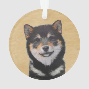 Shiba Inu (Schwarz und Tan) Malerei - Hundekunst Ornament