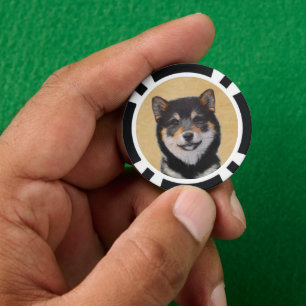 Shiba Inu (Schwarz und Tan) Malerei - Hundekunst Pokerchips