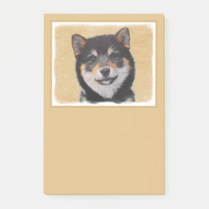 Shiba Inu (Schwarz und Tan) Malerei - Hundekunst Post-it Klebezettel