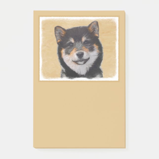 Shiba Inu (Schwarz und Tan) Malerei - Hundekunst Post-it Klebezettel (Vorderseite)