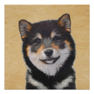 Shiba Inu (Schwarz und Tan) Malerei - Hundekunst Poster