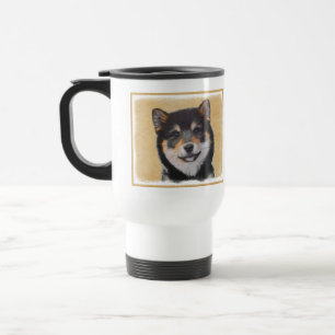 Shiba Inu (Schwarz und Tan) Malerei - Hundekunst Reisebecher