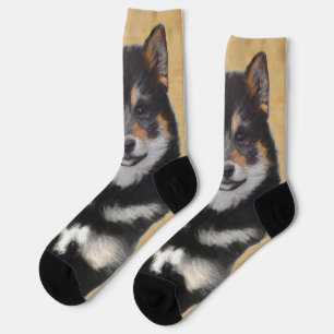 Shiba Inu (Schwarz und Tan) Malerei - Hundekunst Socken