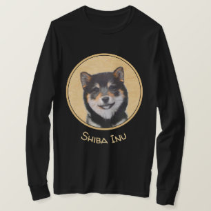 Shiba Inu (Schwarz und Tan) Malerei - Hundekunst T-Shirt