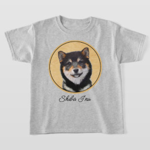 Shiba Inu (Schwarz und Tan) Malerei - Hundekunst T-Shirt