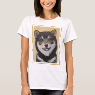 Shiba Inu (Schwarz und Tan) Malerei - Hundekunst T-Shirt