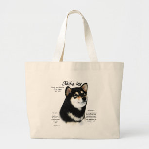 Shiba Inu (Schwarzes/Tan) Geschichtsentwurf Jumbo Stoffbeutel