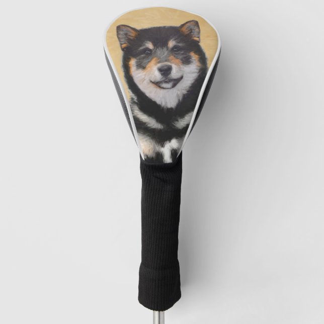 Shiba Inu (Schwarzes und TAN) Malerei - Hundekunst Golf Headcover (Vorderseite)