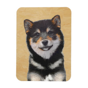 Shiba Inu (Schwarzes und TAN) Malerei - Hundekunst Magnet