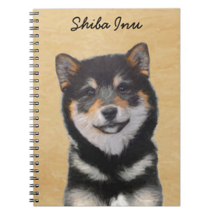 Shiba Inu (Schwarzes und TAN) Malerei - Hundekunst Notizblock