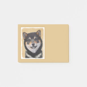 Shiba Inu (Schwarzes und TAN) Malerei - Hundekunst Post-it Klebezettel