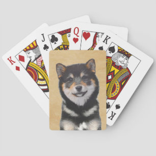 Shiba Inu (Schwarzes und TAN) Malerei - Hundekunst Spielkarten