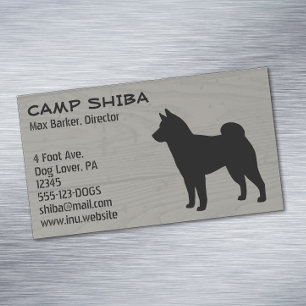 Shiba Inu Silhouette   Hunde Breed Wood Style Magnetische Visitenkarte