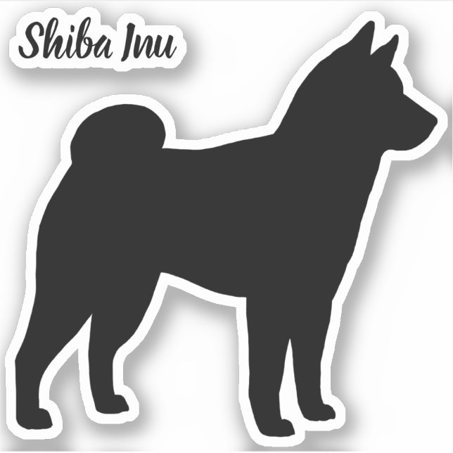 Shiba Inu Silhouette Hunde Rasse Vinyl Sticker (Vorderseite)