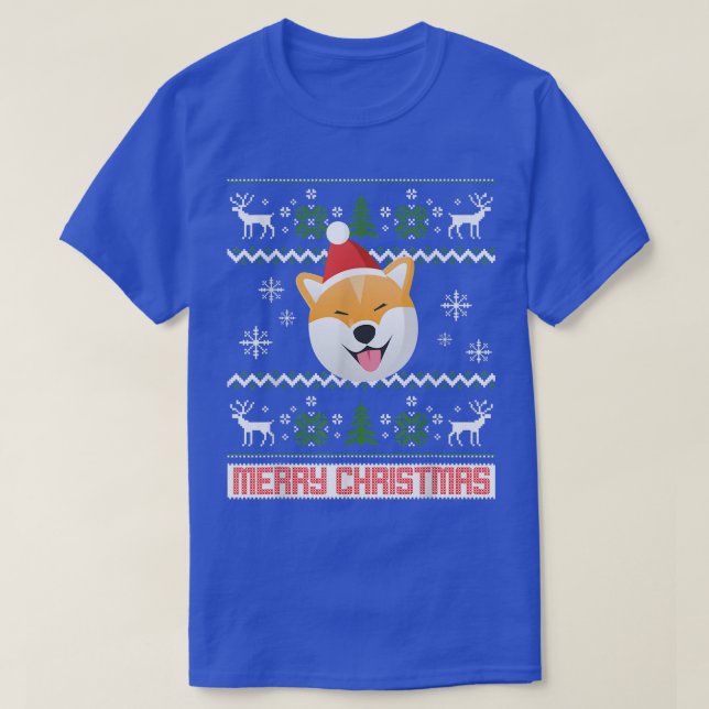 Shiba Inu Snow Christmas Santa Ugly T-Shirt (Design vorne)