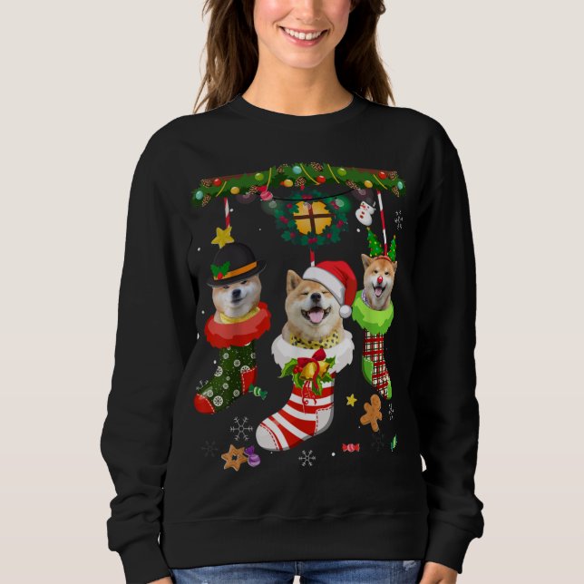 Shiba Inu Socken Weihnachts-Weihnachtsmannmütze We Sweatshirt (Vorderseite)