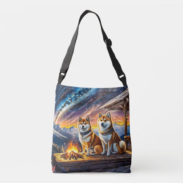 Shiba Inu Star Gazing 02 Design von Rich AMeN Gill Tragetaschen Mit Langen Trägern (Rückseite)