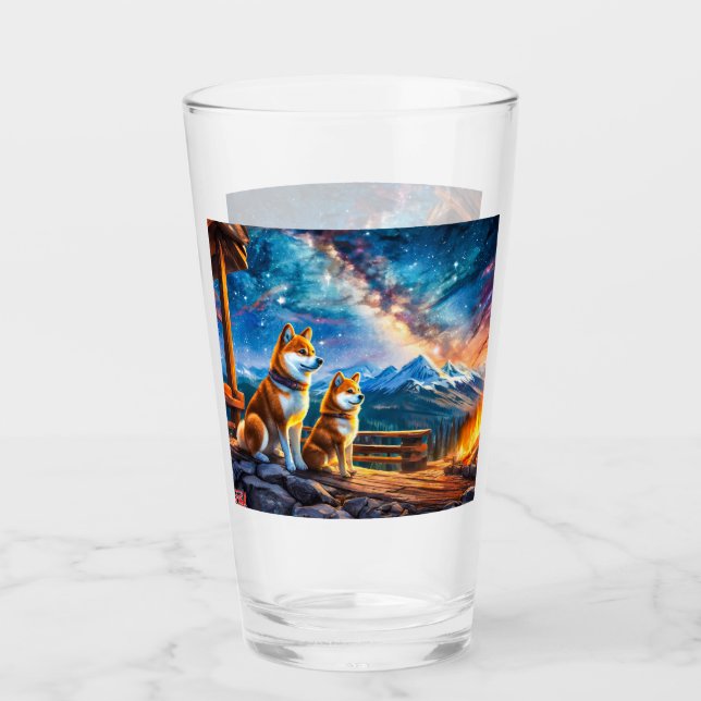 Shiba Inu Star Gazing Design von Rich AMeN Gill Glas (Vorderseite)