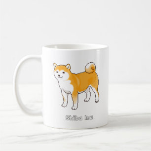 Shiba Inu Stehend mit einem sanften Lächeln Pixel  Kaffeetasse