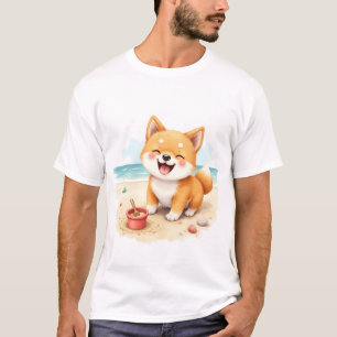 Shiba Inu Strand Spaß Illustration T-Shirt