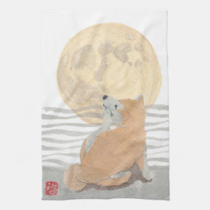 Shiba Inu, Super Moon Geschirrtuch