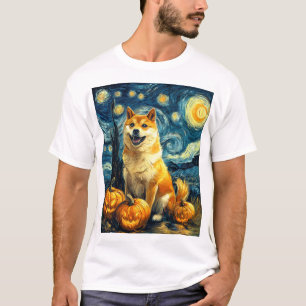 Shiba Inu Süßer Hund Halloween Jack O Lantern Kürb T-Shirt