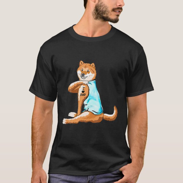 Shiba Inu Tattoos I Liebe Vater Hund Lover Geschen T-Shirt (Vorderseite)